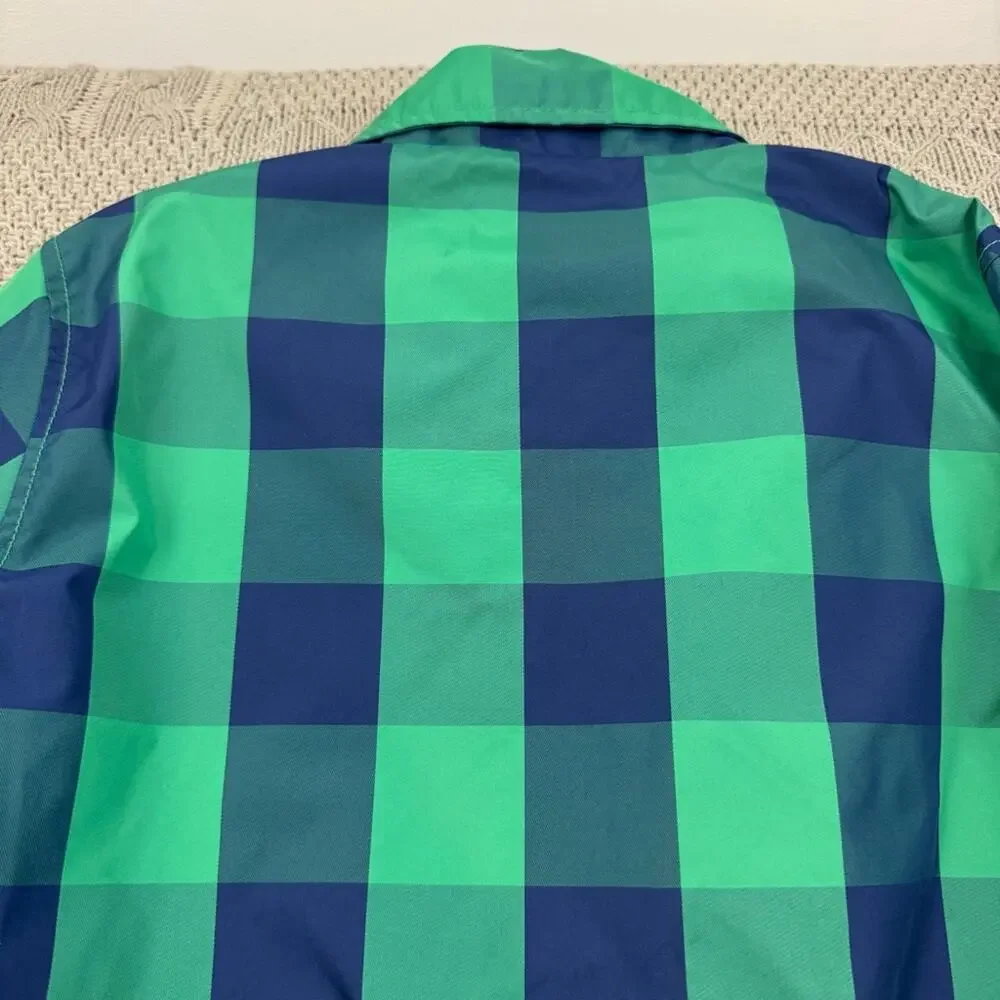 Cat & Jack Boys Green and Blue Plaid Raincoat ~ 8/10